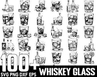 100+ Whiskey Glass SVG Bundle, Instant Digital Download, PNG, SVG Cut Files