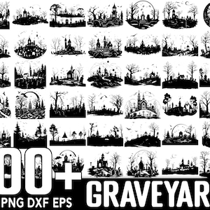 100+ kerkhof SVG-bundel, instant digitale download, PNG, SVG-bestanden knippen