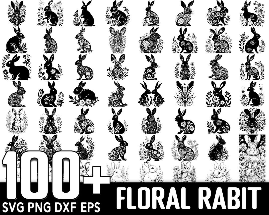 100+ Floral Rabit SVG Bundle, Instant Digital Download, PNG, SVG Cut ...