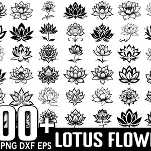 Pacchetto 100+ Lotus SVG - 2, download digitale istantaneo, PNG, file di taglio SVG