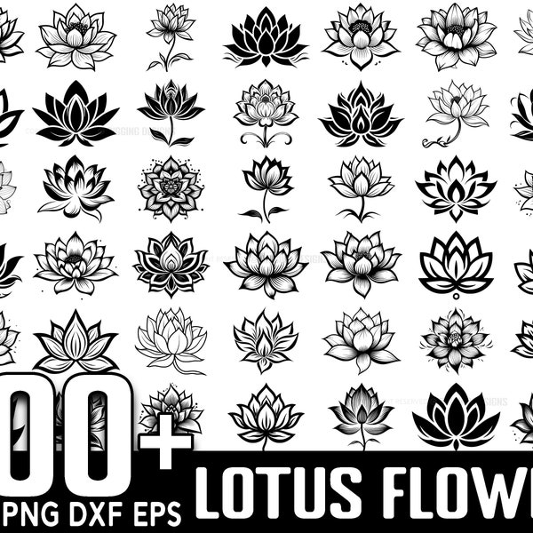 100+ Lotus SVG Bundle - 2 , Instant Digital Download, PNG, SVG Cut Files