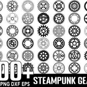 Pakiet 100+ Steampunk Gear SVG, natychmiastowe pobieranie cyfrowe, pliki PNG, SVG Cut