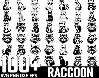 100+ Raccoon SVG Bundle, Instant Digital Download, PNG, SVG Cut Files