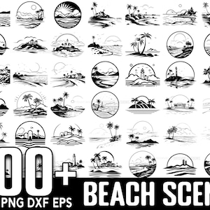 100+ Beach Scene SVG Bundle, Download digitale istantaneo, PNG, file di taglio SVG