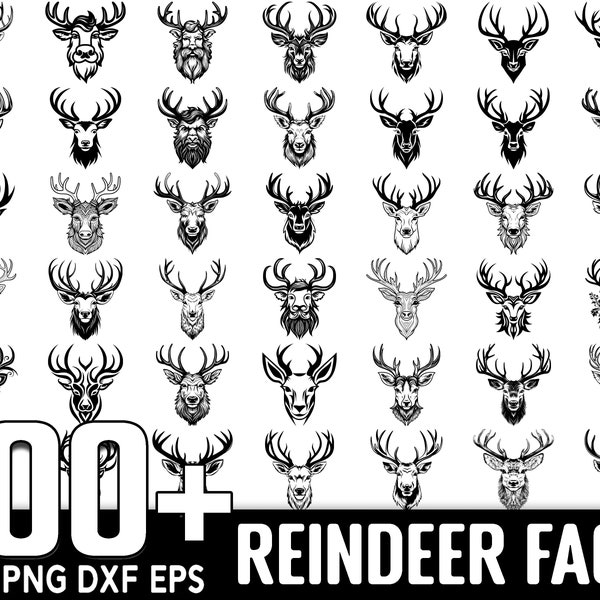 100+ Reindeer Face SVG Bundle, Instant Digital Download, PNG, SVG Cut Files