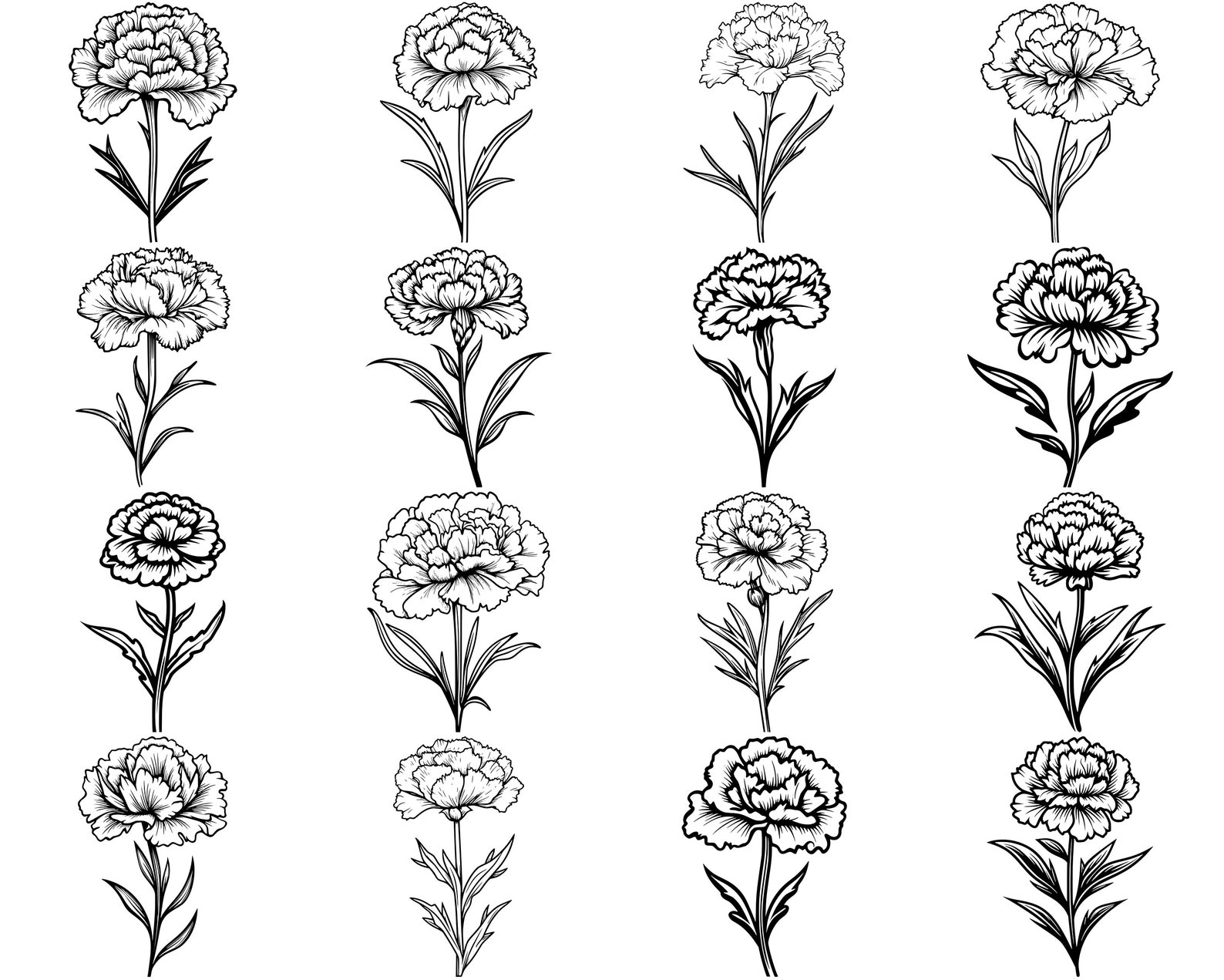 100+ Carnation Flower SVG Bundle, Instant Digital Download, PNG, SVG ...