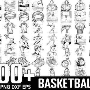 Plus de 100 fichiers SVG de basket-ball, téléchargement numérique instantané, PNG, fichiers de coupe SVG