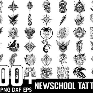 Más de 100 paquetes SVG de tatuajes escolares nuevos, descarga digital instantánea, PNG, archivos de corte SVG