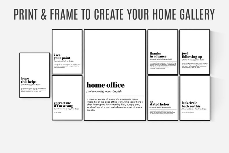 Office Wall Art Set 50 PRINTABLES Home Office Decor Mega Etsy