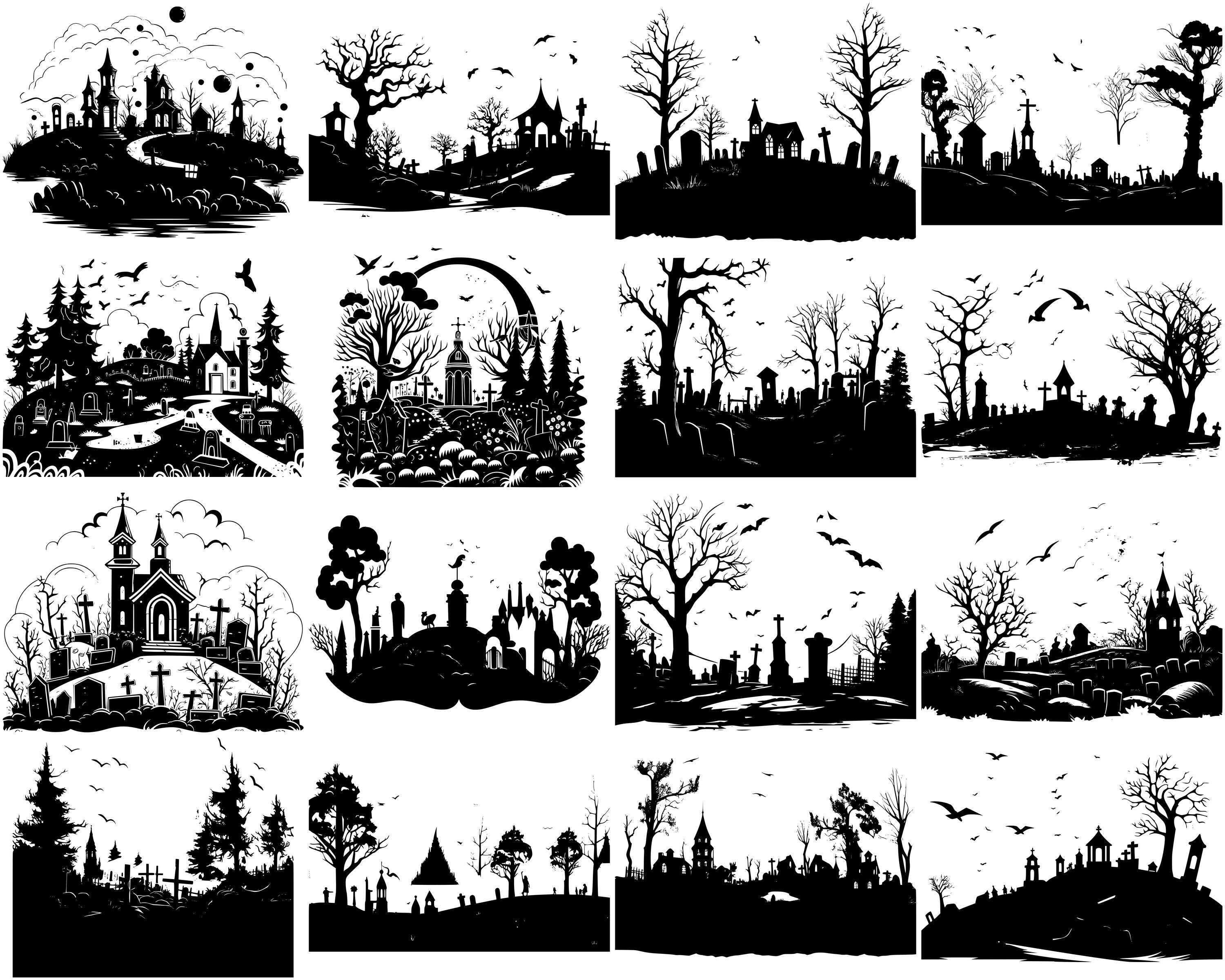 100+ Graveyard SVG Bundle, Instant Digital Download, PNG, SVG Cut Files ...
