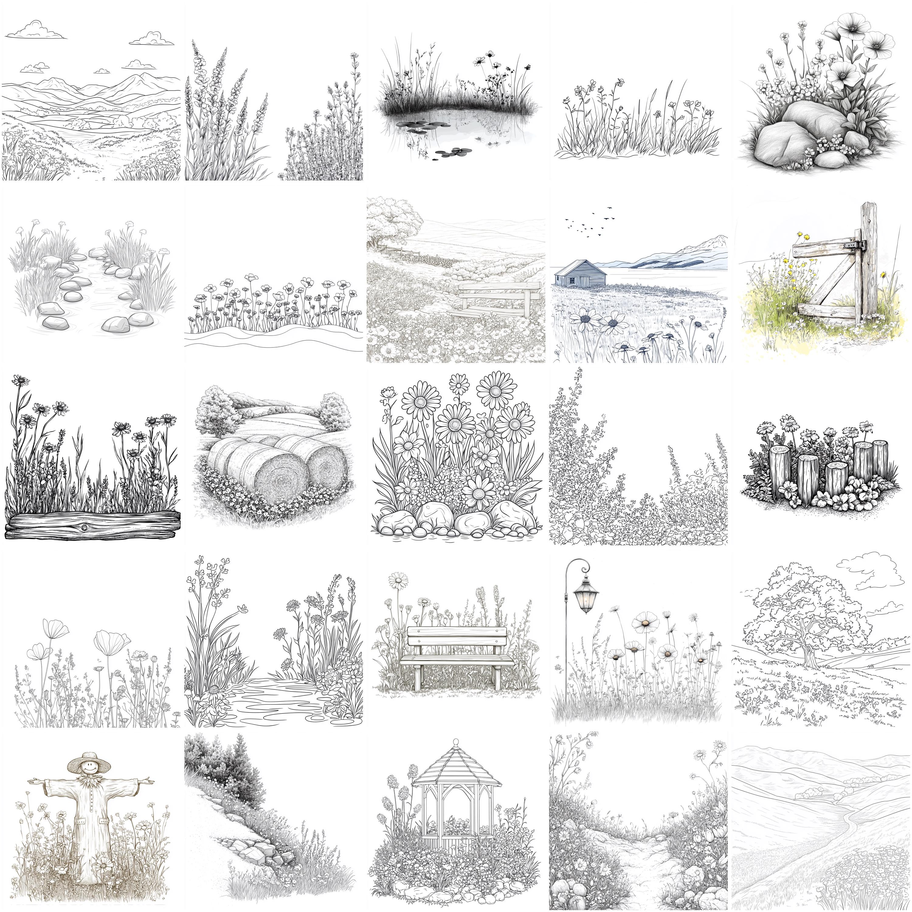 109+ Wildflower Meadow Procreate Stamps, Meadow Brushes for Procreate ...