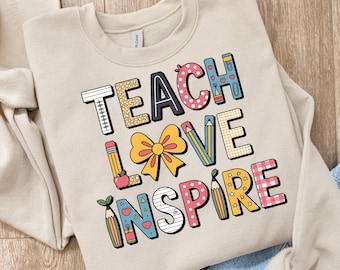 Teach Love Inspire PNG: Teacher Sublimation Design (Digital Download)