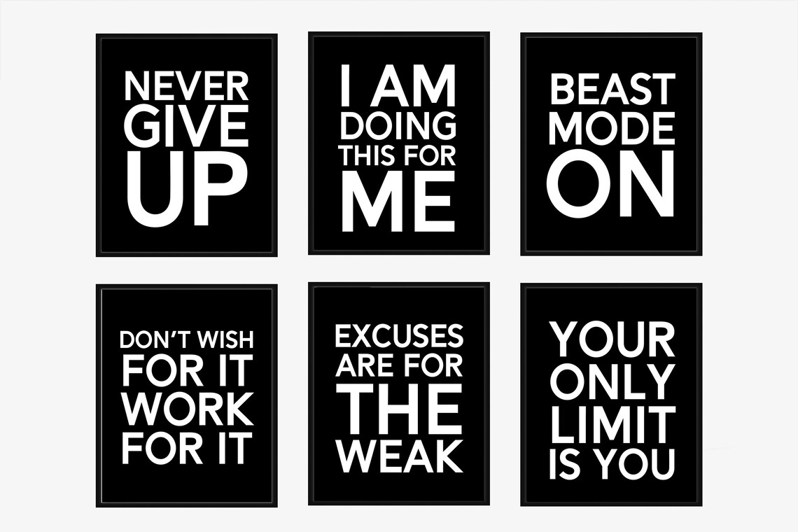 Set of 30 Gym Wall Decor Gym Posters 30 Gym Wall Quotes Gym Etsy