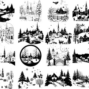 Mais de 100 pacotes SVG de cenas de inverno de Natal, download digital instantâneo, PNG, arquivos de corte SVG