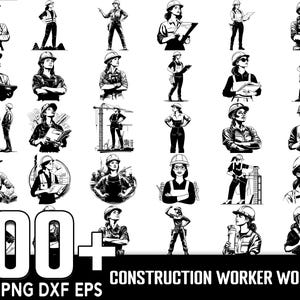 Pacote SVG de mais de 100 Trabalhadoras da Construção, Download Digital Instantâneo, PNG, Arquivos de Corte SVG