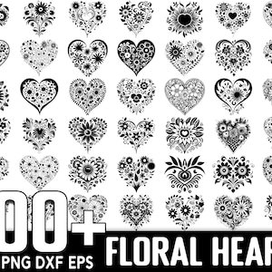 100+ Floral Heart SVG Bundle, Instant Digital Download, PNG, SVG Cut Files