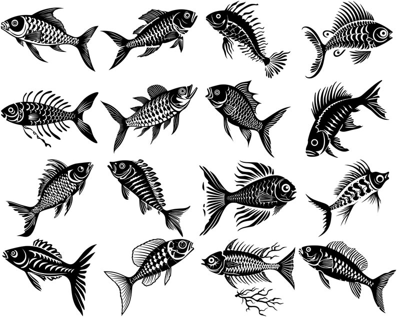 100+ Skeleton Fish SVG Bundle, Instant Digital Download, PNG, SVG Cut ...