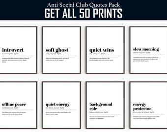 Funny Introvert Definition Prints: Sarcastic Anti-Social Club Wall Art (Digital Download)