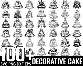 Más de 100 SVG de pasteles decorativos, descarga digital instantánea, archivos PNG y SVG de corte