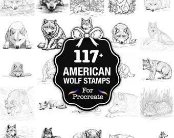 109+ American Wolf Procreate Stamps, Wolf Brushes for Procreate, Instant Download