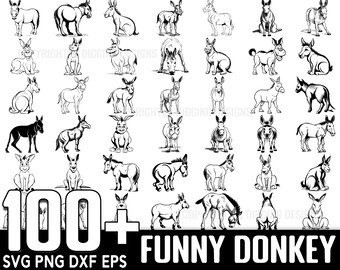 100+ Funny Donkey SVG Bundle, Instant Digital Download, PNG, SVG Cut Files