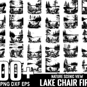 100+ Lake Chair Fire Scene SVG-bundel, Instant Digitale Download, PNG, SVG Cut-bestanden
