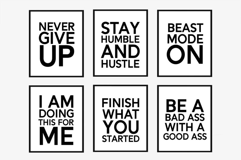 Set of 30 Gym Wall Decor Gym Posters 30 Gym Wall Quotes Gym Etsy