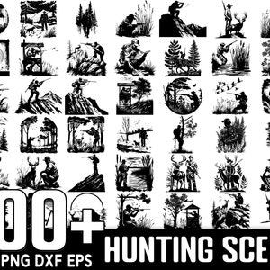 Más de 100 paquetes SVG de escenas de caza, descarga digital instantánea, PNG, archivos de corte SVG