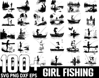 100+ Girl Fishing SVG bundle, Instant Digital Download, PNG, SVG Cut Files
