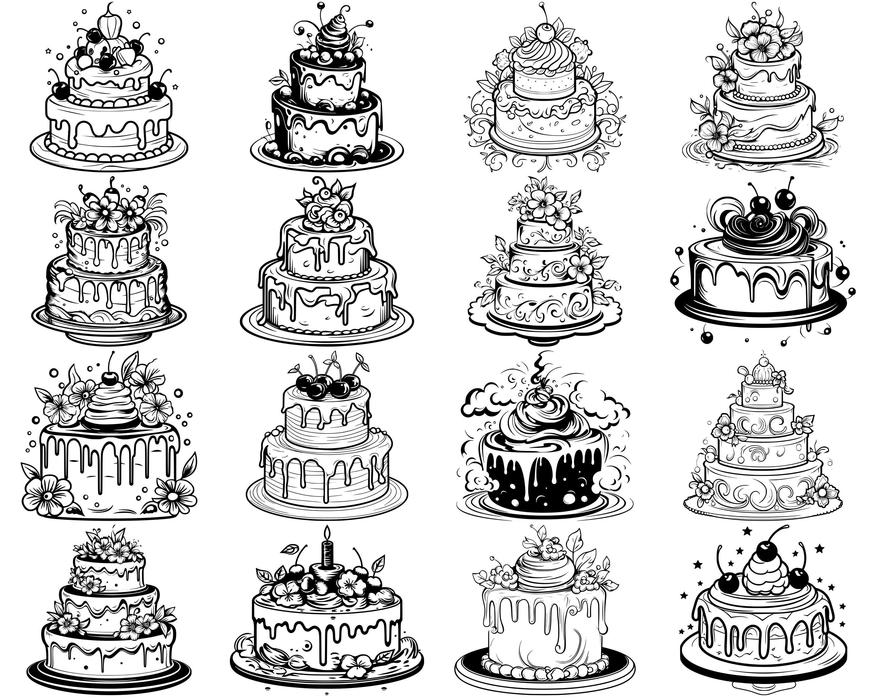 100+ Decorative Cake SVG Bundle, Instant Digital Download, PNG, SVG Cut ...