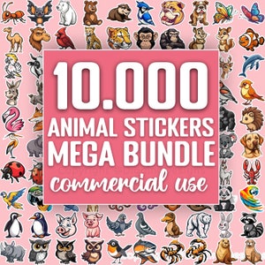 10,000+ Animal Stickers Bundle, Mega Sticker Bundle, 100 Categories, Instant Digital Download