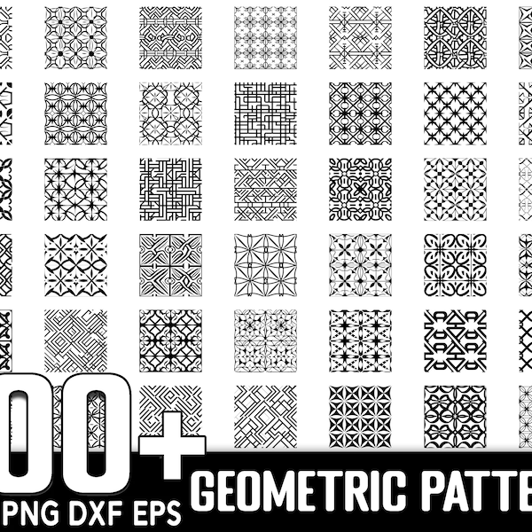 100+ Geometric Seamless Pattern SVG Bundle, Instant Digital Download, PNG, SVG Cut Files