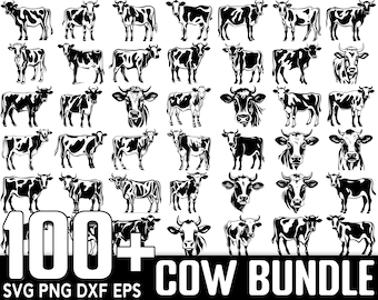 100+ koe SVG-bundel, directe digitale download, PNG, gesneden SVG-bestanden