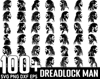100+ Dreadlock Man SVG Bundle, Instant Digital Download, PNG, SVG Cut Files