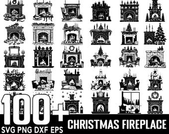 100+ Christmas Fireplace SVG Bundle, Instant Digital Download, PNG, SVG Cut Files