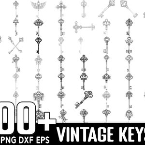Paquete SVG de clave vintage, descarga digital instantánea, PNG, archivos de corte SVG