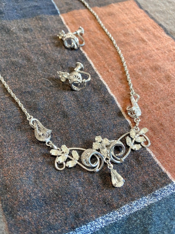 50’s Ann Lee Filigree Sterling Silver Necklace And