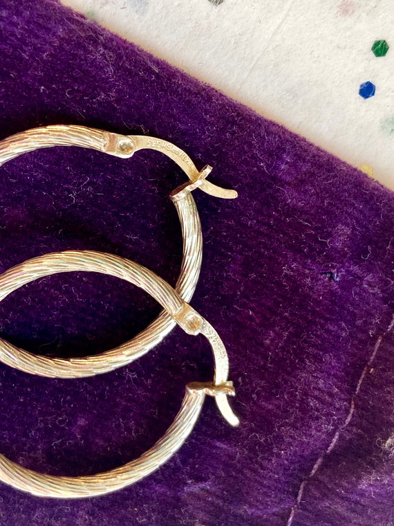 90's Sterling Silver Hoops, Diamond Cut, 925, Vin… - image 3