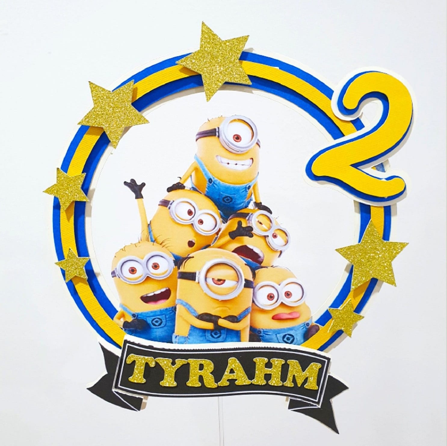 Minions Cardstock Cake Topper Cardstock and Glitter Etsy