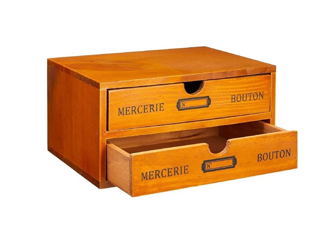 Small Wooden Storage Box With Drawers for Tabletop Home Desk Etsy