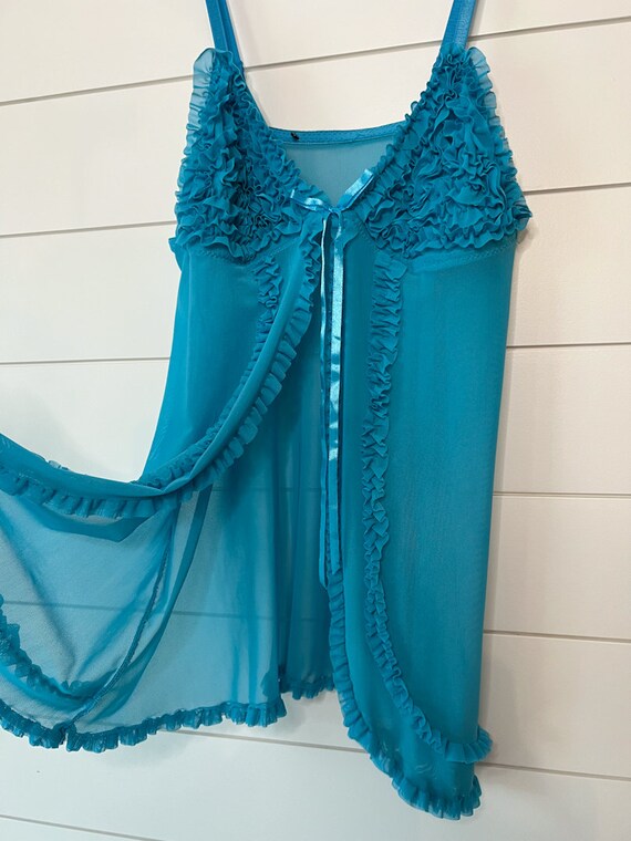 Blue Ruffle Top Y2K Babydoll Lingerie - image 2