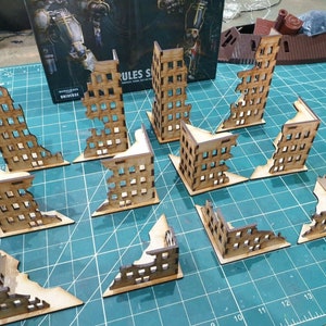 Epic 40k scenery 12 ruined Buildings Great For Adeptus Titanicus. MDF