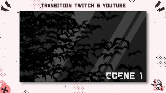 Animated Twitch Hallowween bat Trasition / Stream starting soon / Overlay / Streampack / Scenes / Spooky / Horror