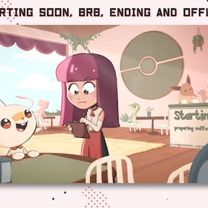 Animated Twitch Pikachu Pokemon Coffe Cute Chill / Stream starting soon / Be right back / Stream ending / Stream offline / Lo Fi / Kawaii