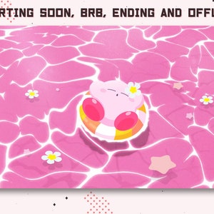 Animierter Twitch Kirby Cute Chill Pink / Stream beginnt bald / Be right back / Stream endet / Stream offline / Lo Fi / Kawaii / Sleep