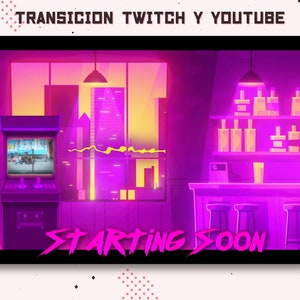 Animated Twitch Cyberpunk funk future scene / Stream starting soon / Be right back / Stream ending / Stream offline / Lo Fi / gaming / bar