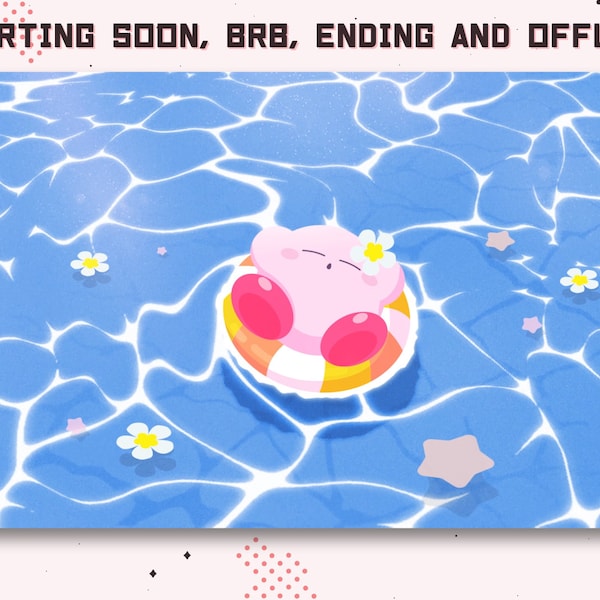 Animated Twitch Kirby Cute Chill BLue/ Stream starting soon / Be right back / Stream ending / Stream offline / Lo Fi / Kawaii / sleep