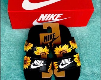 custom sunflower nike slides