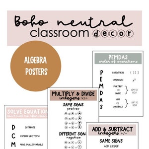 Boho Neutral// Secondary Math Posters