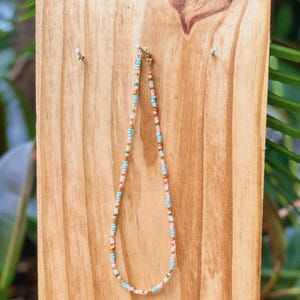 Capri Beaded Necklace// Dainty Colorful Beaded Necklace// Seed Bead Rainbow Necklace